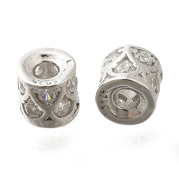 925 Sterling Silver Micro Pave Clear Cubic Zirconia Spacer Beads