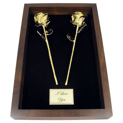 2 11 Gold Roses in 50th Anniversary Gift Shadow Box