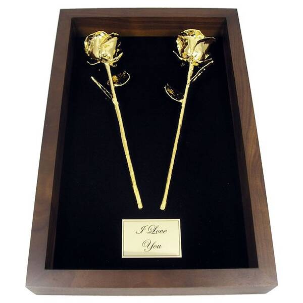 2 11 Gold Roses in 50th Anniversary Gift Shadow Box