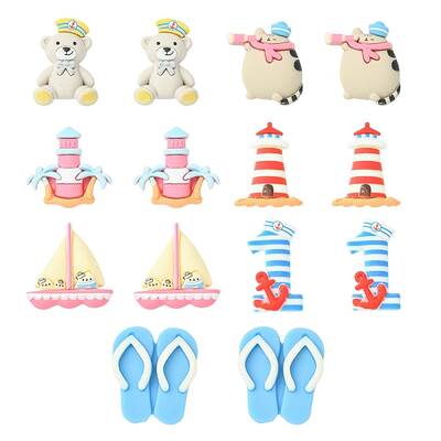 28Pcs 7 Styles Nautical Themed Opaque Resin Cabochons