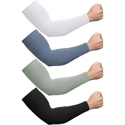 4 Pairs Plus Size Cooling Arm Sun Sleeves for Men Women UV Sun Protection Compression Sleeves