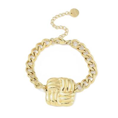304 Stainless Steel Cuban Link Chain Square Link Bracelets for Women