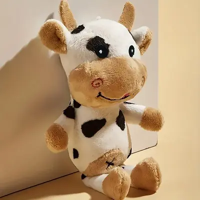 Cartoon Mini Cow Shaped Pet Plush Toy, Christmas Gift