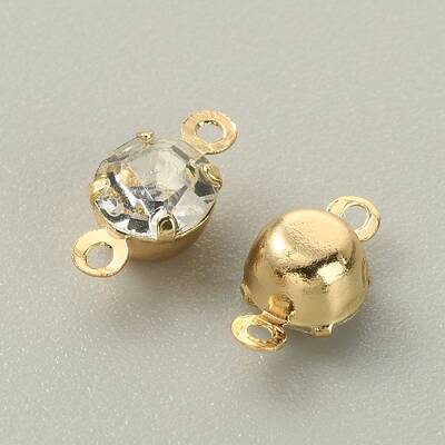 Brass Clear Cubic Zirconia Connector Charms