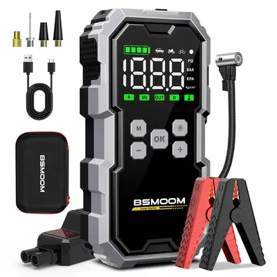 【5-in-1】9000A (ALL Gas, 10L Diesel) Portable Car Jump Starter with Air Compressor,  Car Battery Jump Starter with 150PSI ...