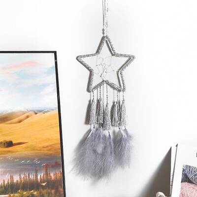 Woven Net/Web with Feather with Iron Home Crafts Wall Hanging Decoration