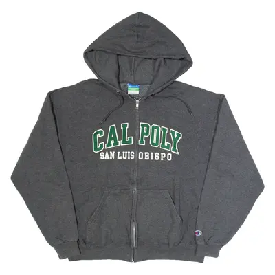 CHAMPION Cal Poly San Luis Mens Grey Hoodie Full Zip USA L