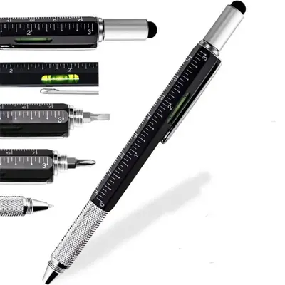 Portable Measuring Tool, Pen Construction Tools with Flathead & Phillips Screwdriver, 6-in-1 Mutifunction Tool for Measuring