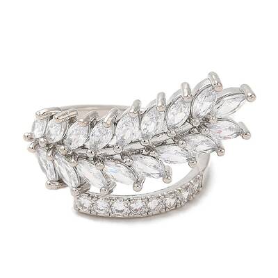 Cubic Zirconia Ear of Wheat Open Cuff Ring