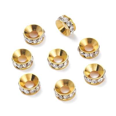 Brass Rhinestone Spacer Beads