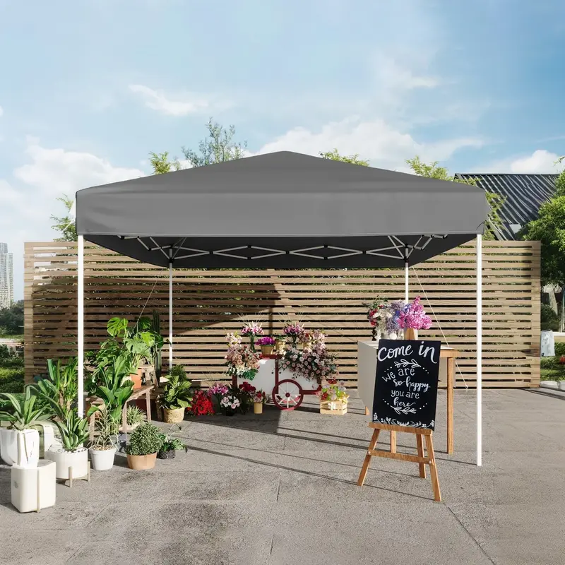 Garvee Heavy Duty 10x10FT Pop Up Canopy Tent – Outdoor Storage Shelter with 3 Adjustable Heights, Easy Setup, 8 Stakes, 4 R...
