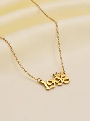 1 Piece Vintage Crown & Letter Detail Pendant Necklace for Women, Fashion Jewelry for Party, Daily Clothing Decor, Trendy All...