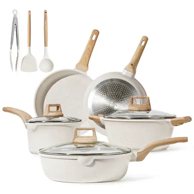 [Official] CLEARANCE SALE! CAROTE Nonstick Pots and Pans Cookware Sets ,  11 Pcs Frying Pans & Saucepans(PFOS, PFOA Free), Cr...