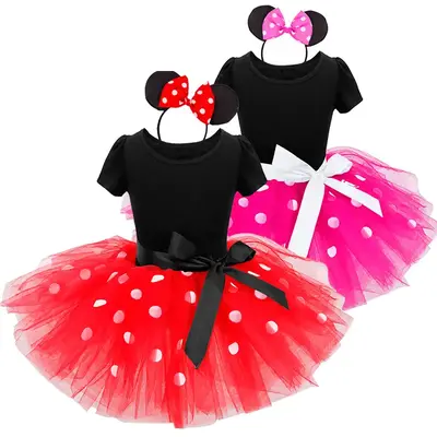 Minni Mouse Cosplay Dress for Baby Girls Polka-dot Cute Princess Costume Halloween Party Costume for Kids Carnival Clothes Td...