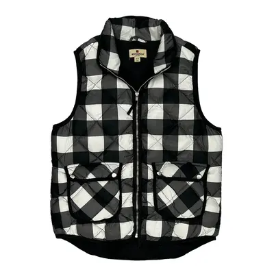 Woolrich Checked Gilet - Medium Black & White Polyester