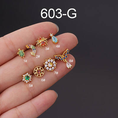 316L Surgical Stainless Steel Micro Pave Cubic Zirconia Cartilage Earrings