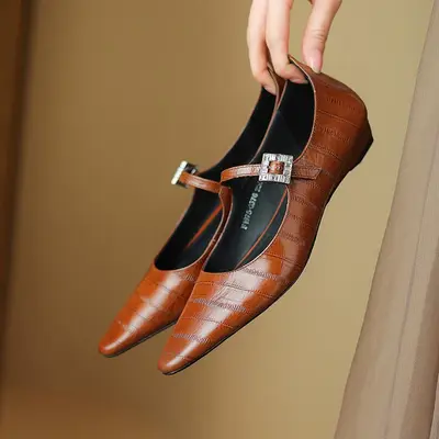 CHIKO Angelica Pointy Toe Block Heels Mary Jane Shoes