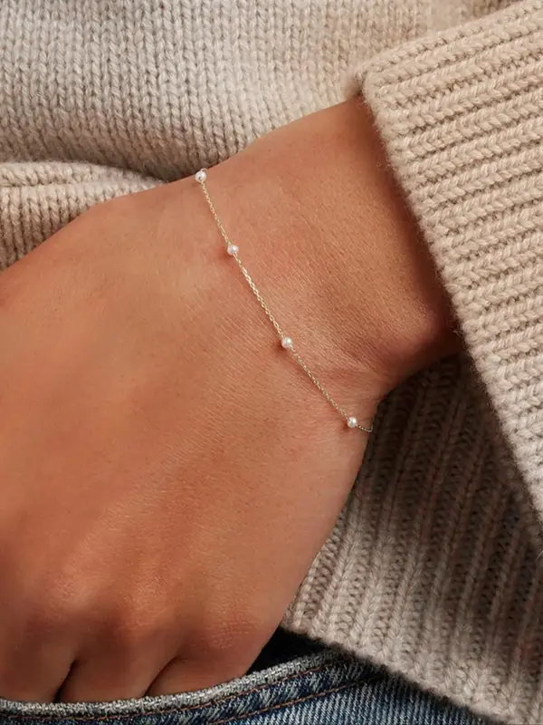 925 Sterling Silver Faux Pearl Decorated Bracelet, Fashion Jewelry for Party, Daily Clothing Decor, Trendy All-match & Exquis...