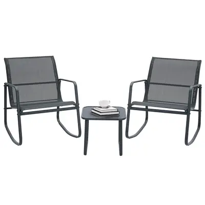 Ainfox Modern 3-Piece Patio Furniture Set All Weather Textile Outdoor Conversation Set with Rocking Bistro Chairs and Table S...