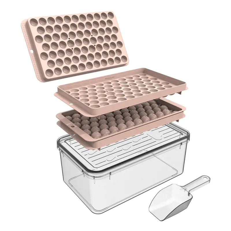 Large Capacity Ice Ball Mold with Ice Shovel, Including 2 Counts Ice Cube Tray, 1 Shovel & 1 Clear Box, Ice Maker, Ice Making...