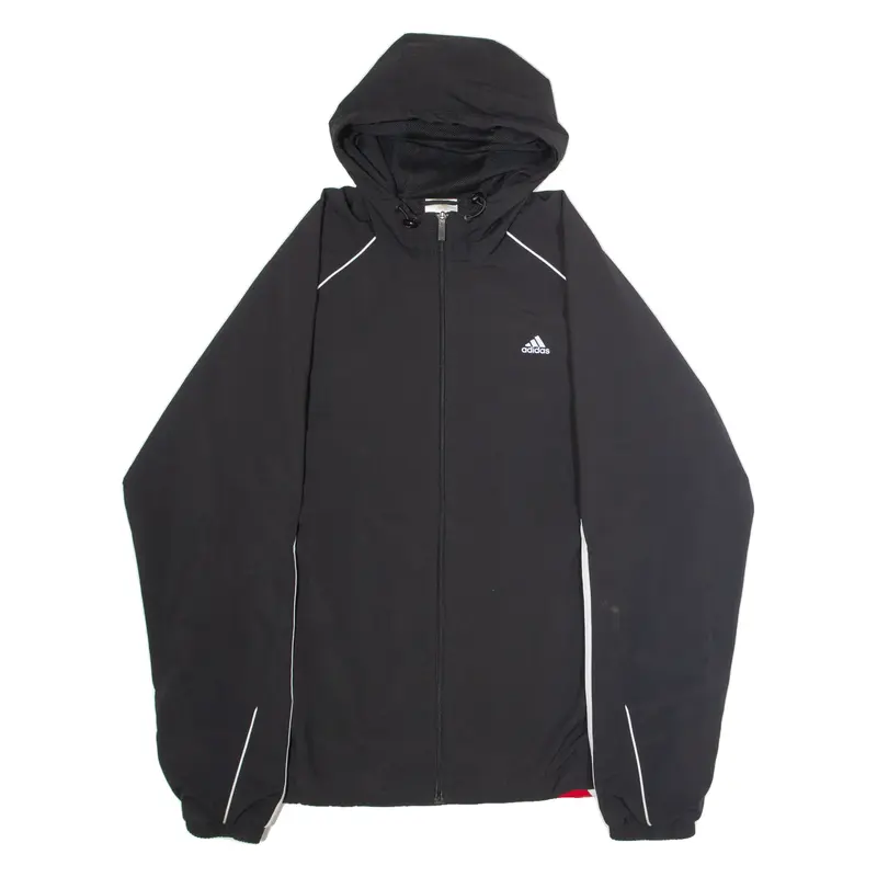 ADIDAS Mens Windbreaker Jacket Black Hooded XL