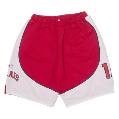 CHAMPION Valais Basketball #15 Mens Sports Shorts Red Colourblock L W28