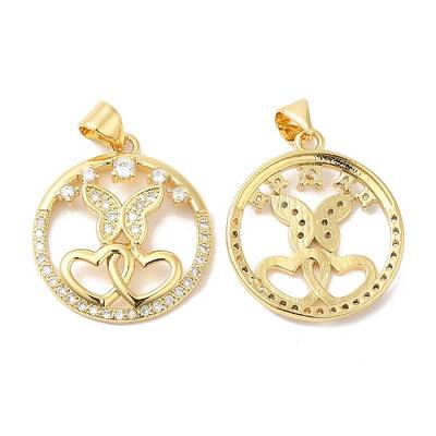 Brass Micro Pave Clear Cubic Zirconia Pendants