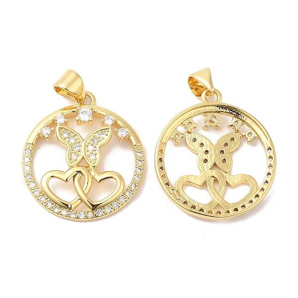 Brass Micro Pave Clear Cubic Zirconia Pendants