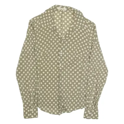 EQUIPMENT Womens Printed Shirt Beige Collared Long Sleeve Silk Polka Dot S