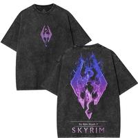 The Elder Scrolls V: Skyrim Vintage Washed Tee Unisex Oversize Heavyweight Cotton T-shirt for Game Fans, Graphic Tees, Casual...