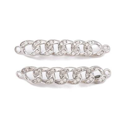 Brass Pave Clear Cubic Zirconia Connector Charms