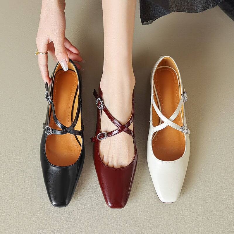 CHIKO Jalisa Square Toe Block Heels Mary Jane Shoes