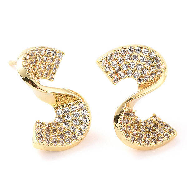 Clear Cubic Zirconia Twist Stud Earrings