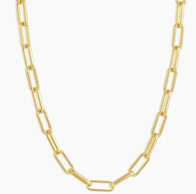 Sterling Silver with Yellow Gold Plated Paperclip Chain Necklace
