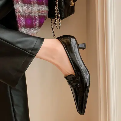 CHIKO Aubriella Pointy Toe Kitten Heels Loafers Shoes