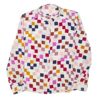 Womens Printed Shirt Beige Collared Long Sleeve Geometric L