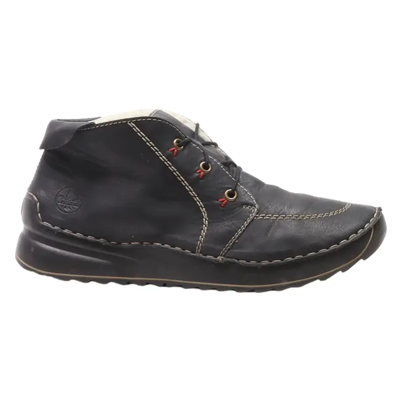 RIEKER Lace-Up Boots Black Leather Mens UK 7.5