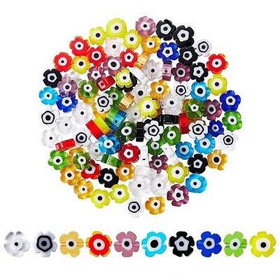 150Pcs 10Colors Handmade Evil Eye Lampwork Beads