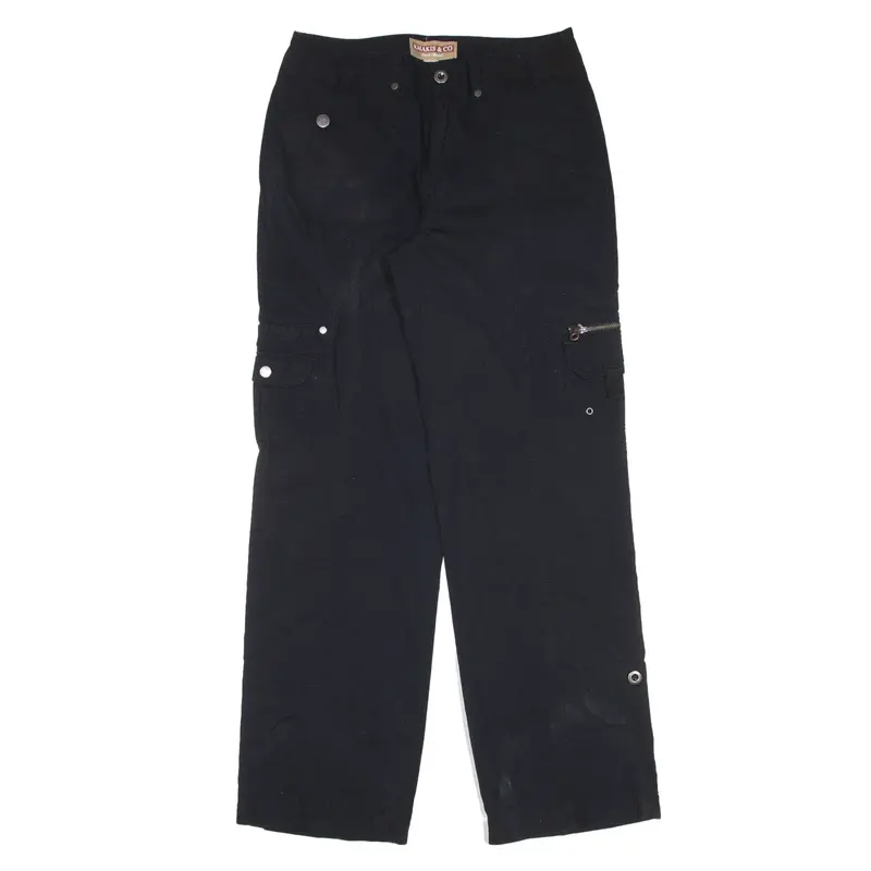 KHAKIS & CO Cargo Y2K Trousers Black Regular Straight Womens W28 L31