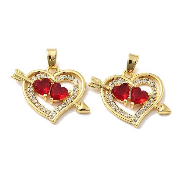 Heart Brass Micro Pave Cubic Zirconia Pendants