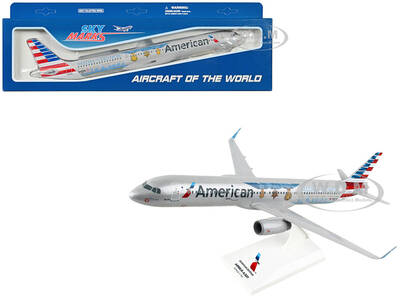 Airbus A321 Commercial Aircraft American Airlines - Medal of Honor (N167AN) Gray with Red and Blue Tail (Snap-Fit) 1/150 Pl...