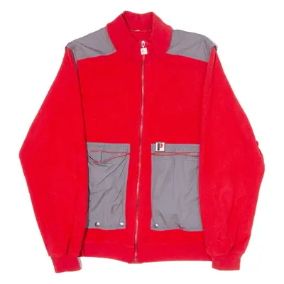 P Mens Track Jacket Red Knit 90s Colourblock M