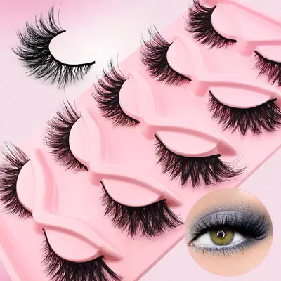 5 Pairs Cat Eye False Eyelashes for Eyelashes Extensions, Natural Look Eyelash Extensions, Volumized False Eyelashes for Wome...