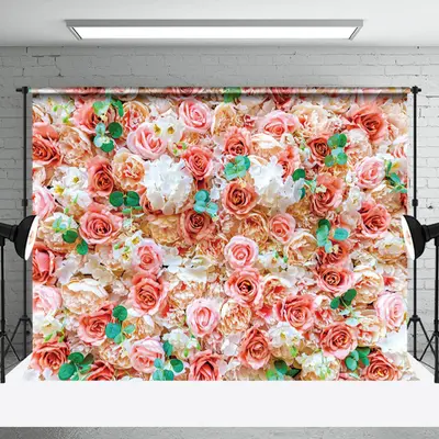 White Pink Floral Leaves Backdrop For Photography - Aperturee