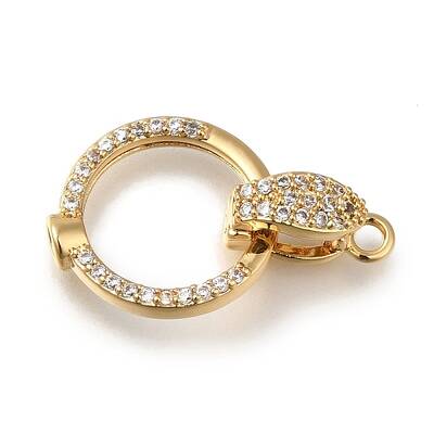Brass Micro Pave Clear Cubic Zirconia Fold Over Clasps