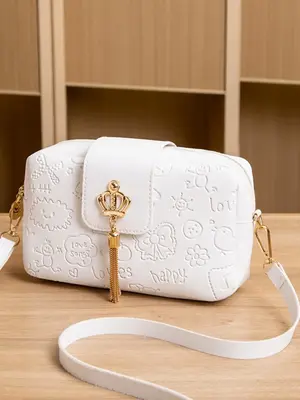 Women's Cute Cartoon Embossed Tassel Decor Crossbody Bag, Shoulder Bag for Daily Used, High-quality Daily SlingĀ Purse, Girl ...