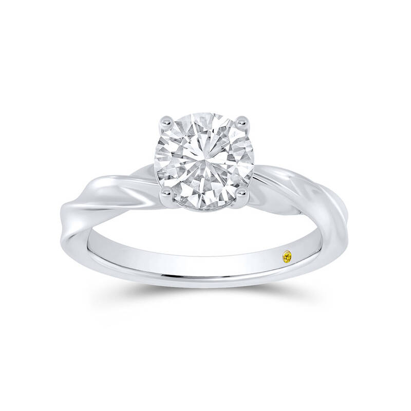 Ripple Round Lab Created Solitaire Diamond Ring | 14K White Gold 1 1/2 CT. TW.