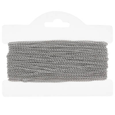 Beebeecraft 1 Card 32.81 Feet(10M) Curb Chains 304 Stainless Steel Necklace Silver Chain for Jewelry Making