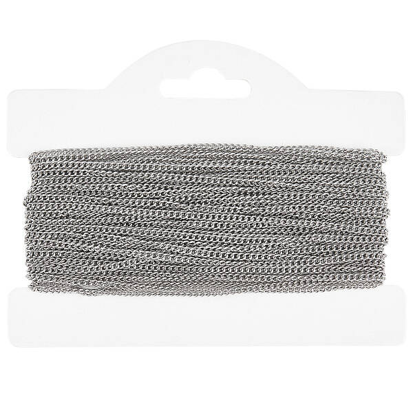 Beebeecraft 1 Card 32.81 Feet(10M) Curb Chains 304 Stainless Steel Necklace Silver Chain for Jewelry Making