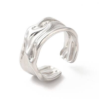 Non-Tarnish 304 Stainless Steel Twist Open Cuff Ring for Women